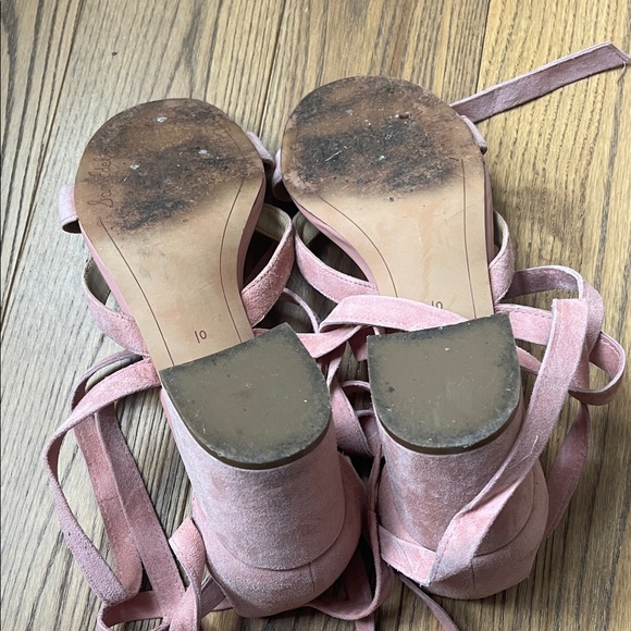 Sam Edelman Blush Suede Wrap Heels - Picture 5 of 5
